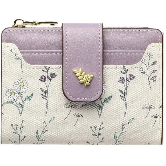 Floral Purple and Cream Women's Wallet - Picture 7 of 7